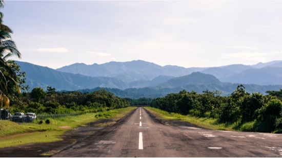 Airport runway on a remote island